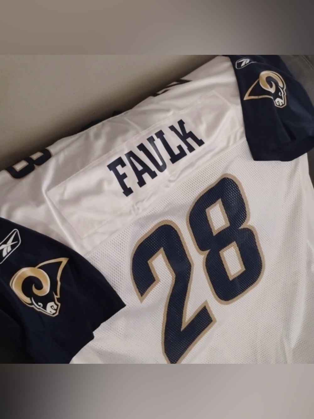 Throwback St Louis Rams Marshall Faulk #28 Reebok NFL Field Football Jersey